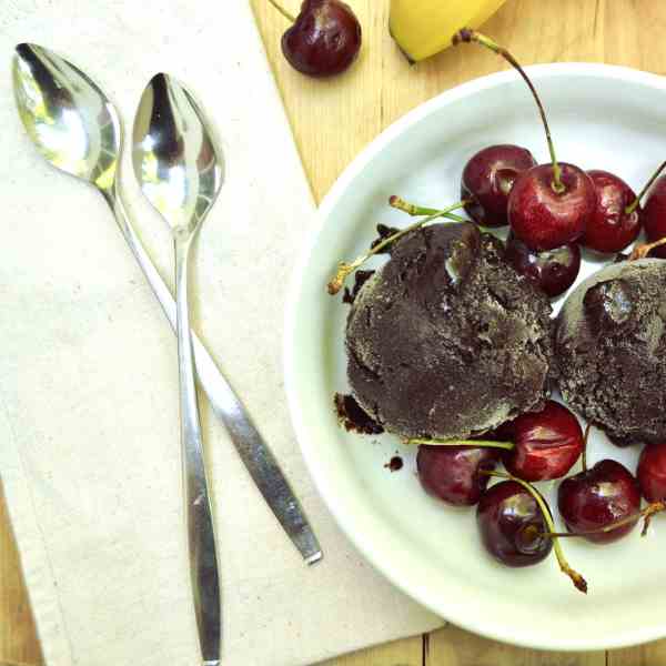 Vegan Chocolate Cherry Banana Ice Cream