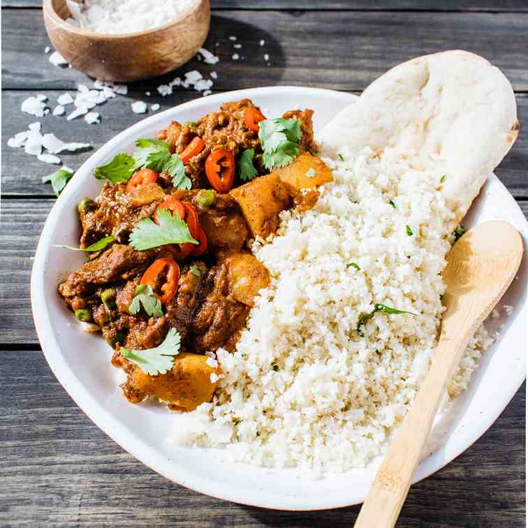 Beef Curry with Garlic Cauliflower Rice