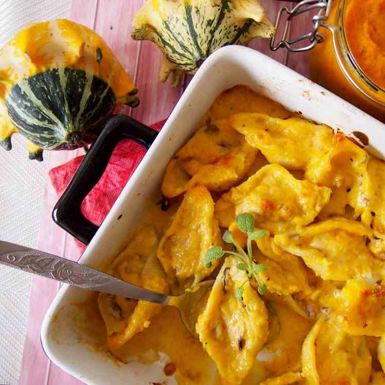 Stuffed shells & pumpkin bechamel
