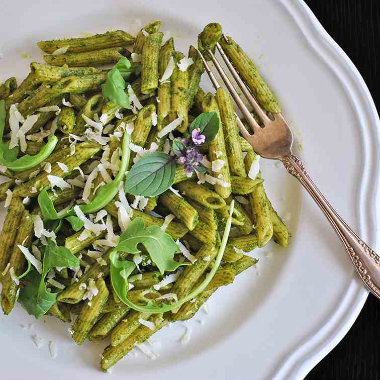 African Blue Basil + Arugula Pesto Penne