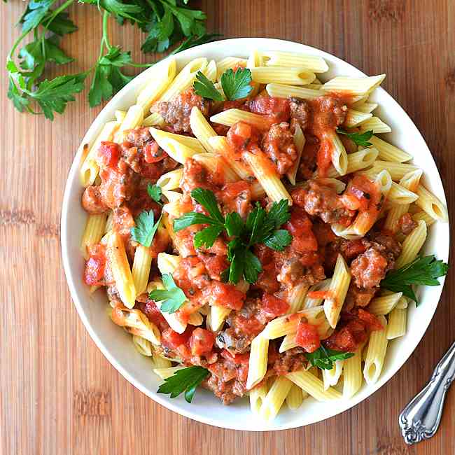 Vegan Penne with Tomato Cream Sauce