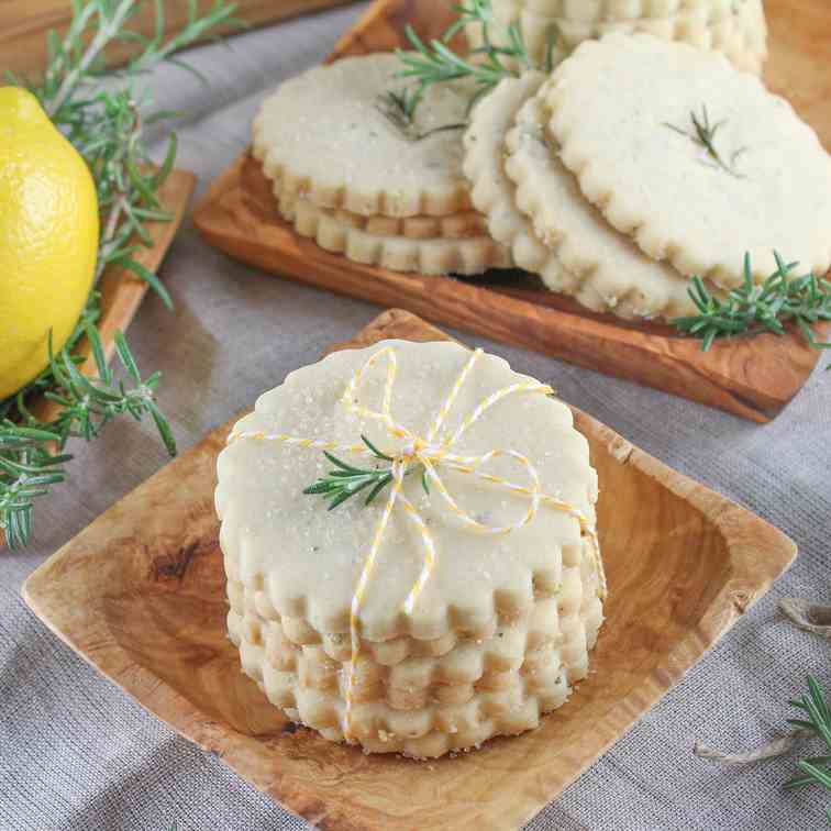 Rosemary Lemon Shortbread Cookies