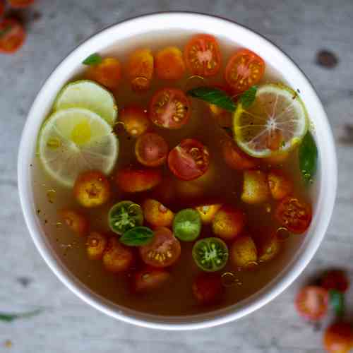 Garden Tomato Gaspacho Consommé