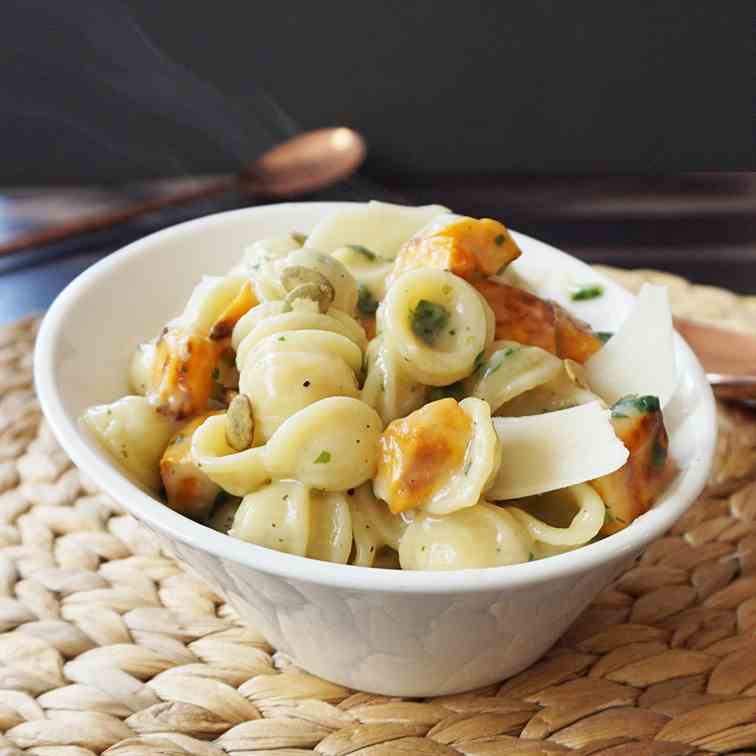 Parmesan sweet potato pasta