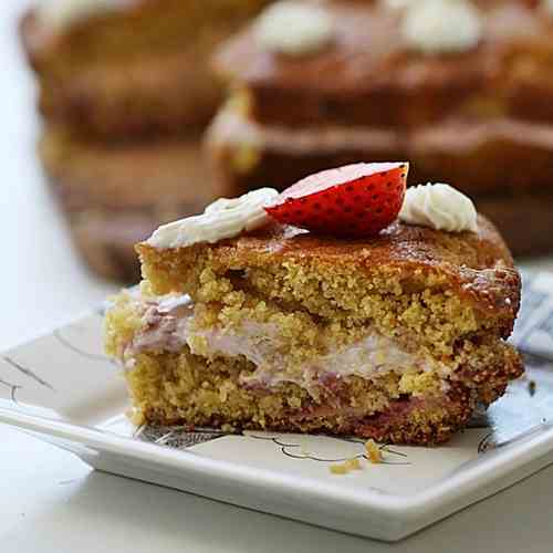 GF Strawberries & Quark Cake