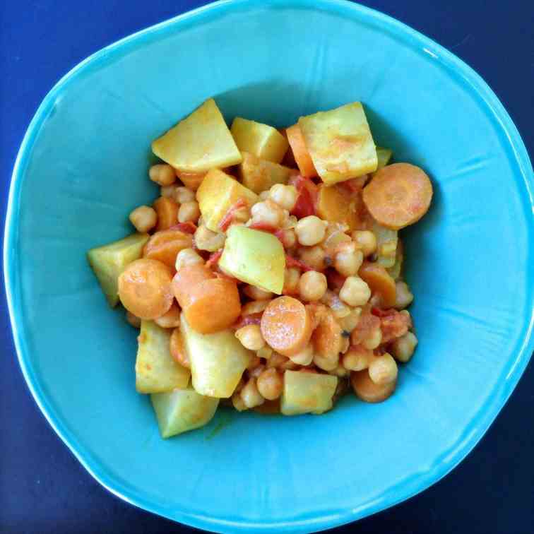 Chickpea, Carrot, Tomato and Kohlrabi Stew