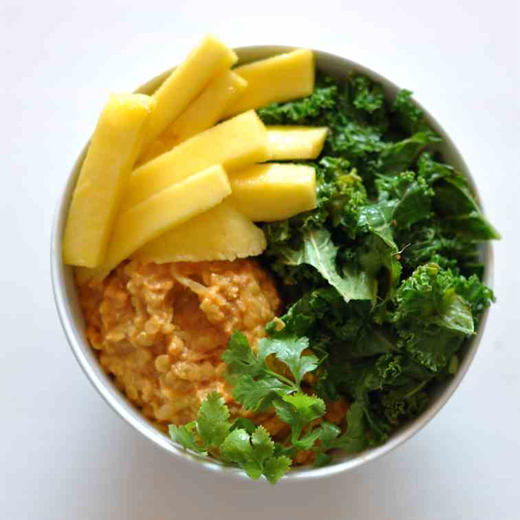 Red Lentil Dhal with Kale - Mangoes