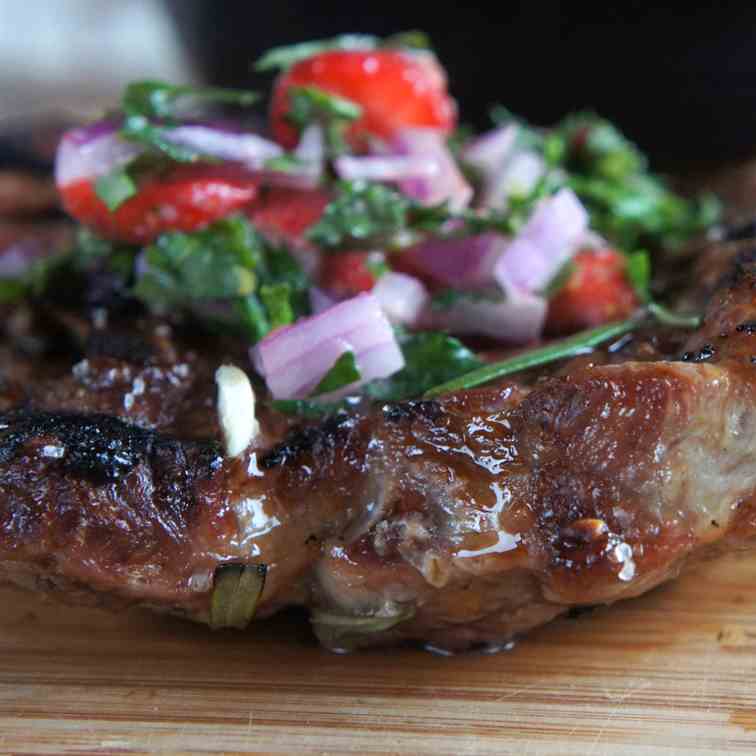 Grilled Lamb & Strawberry Truffle Sauce