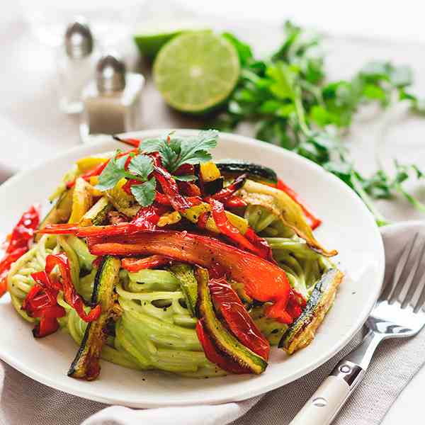 Brown Rice Pasta with Cilantro Sauce