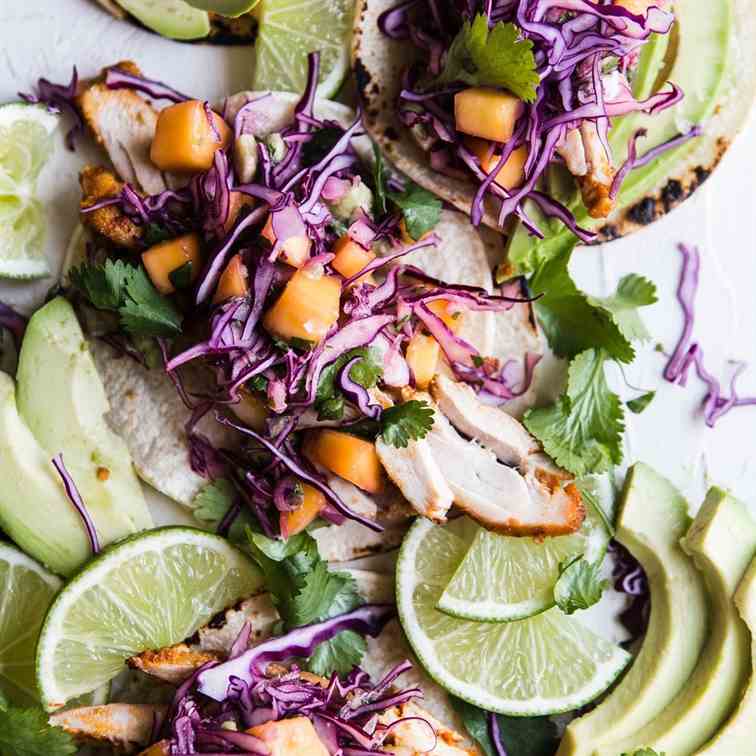 Chicken Street Tacos with Mango Slaw