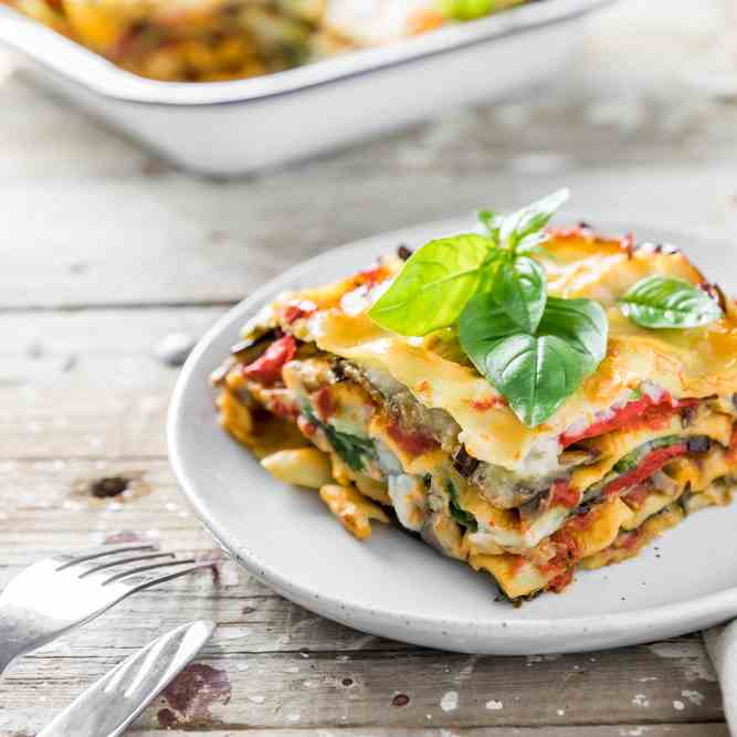 Vegan Lasagna with Cauliflower Bechamel