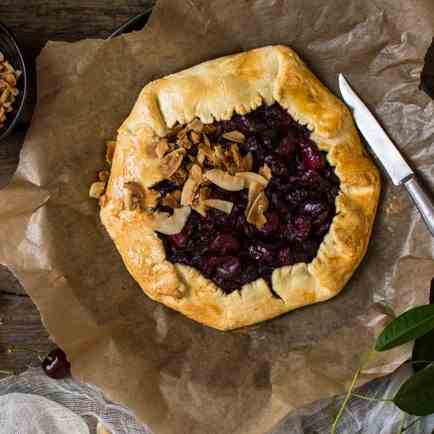 Cherry galette with coconut