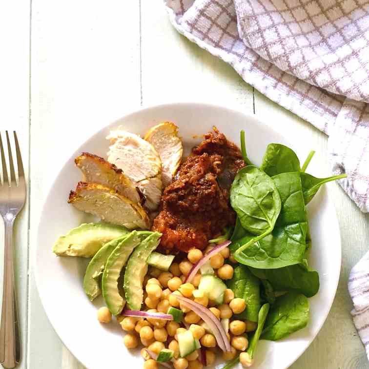 Paleo Chicken, Avocado - Spinach Salad