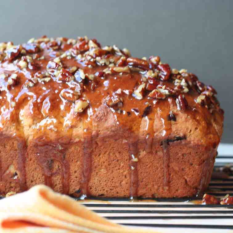 Pumpkin Bread with a Maple Pecan Glaze