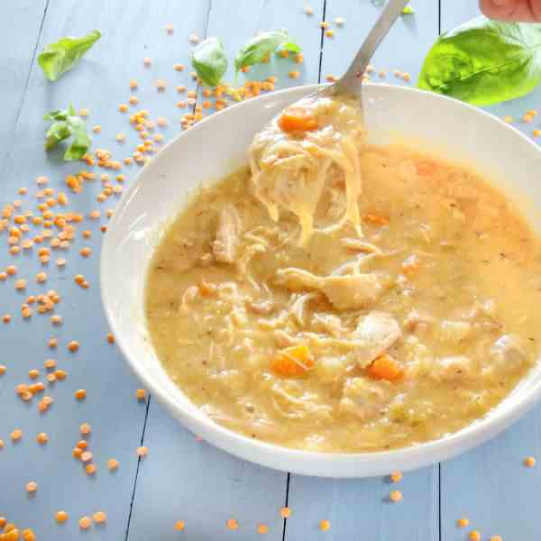 Slow Cooker Chicken and Red Lentil Soup