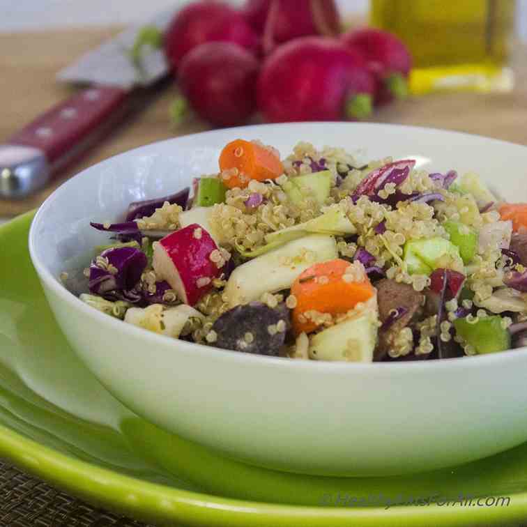 Warm Potato, Quinoa and Cabbage salad