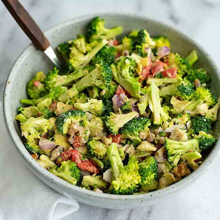 Broccoli Salad with Lemon Tahini Dressing