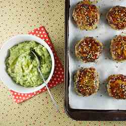 Turkey Cakes with Wasabi Guacamole