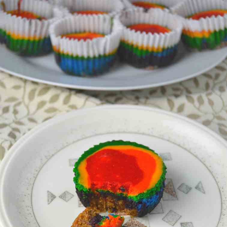 Mini Rainbow Cheesecakes