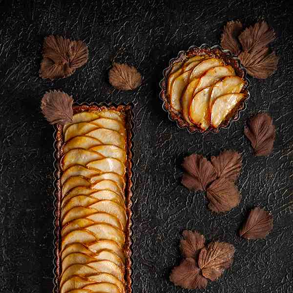 Chocolate almond pear tart