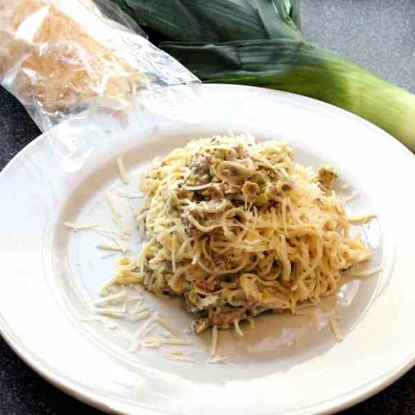 Tagliatelle with Leek and Pork