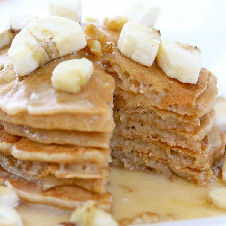 Banana Pancakes with Warm Maple Glaze