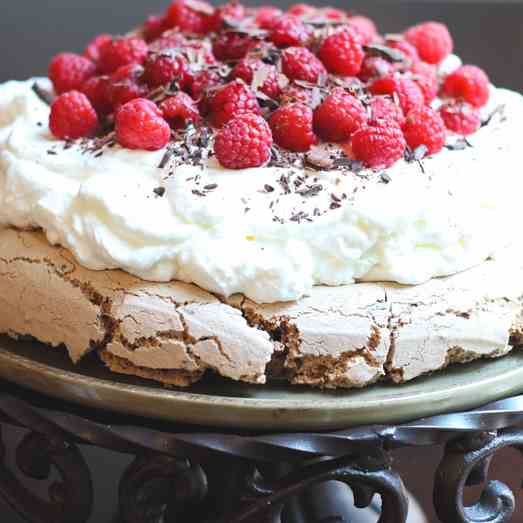 Dark Chocolate Raspberry Pavlova