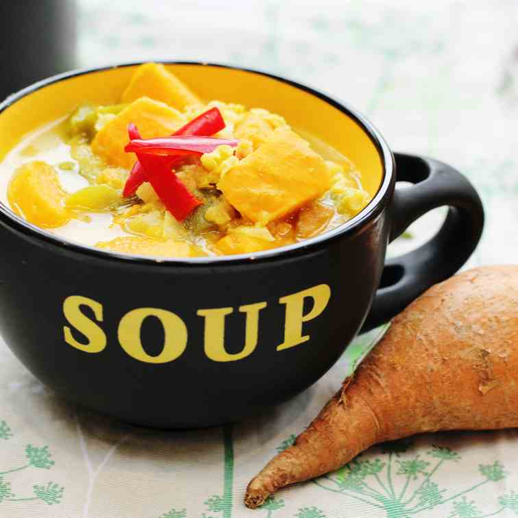 Sweet Potato, Lentil - Tahini Soup