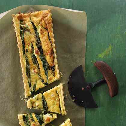 Wild garlic - feta cheese quiche