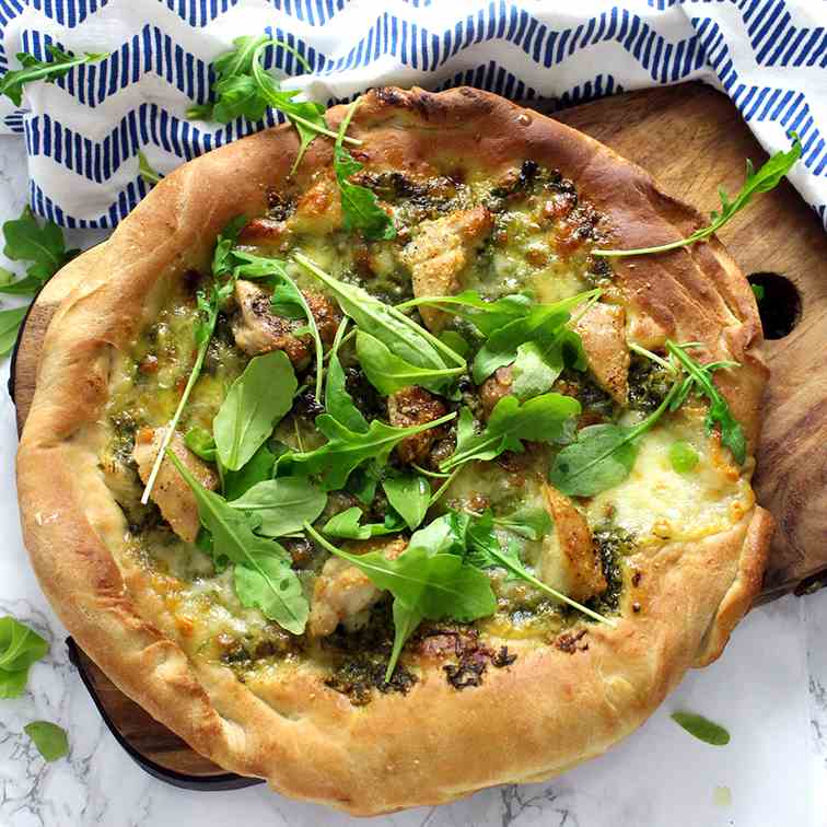 Rocket Pesto Chicken Skillet Pizza