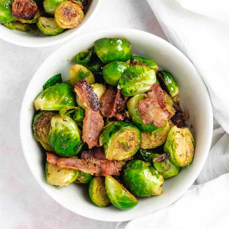 Stir-Fried Brussels Sprouts With Bacon