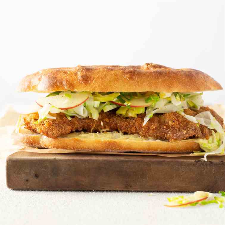 Pork Schnitzel Sandwich with Slaw