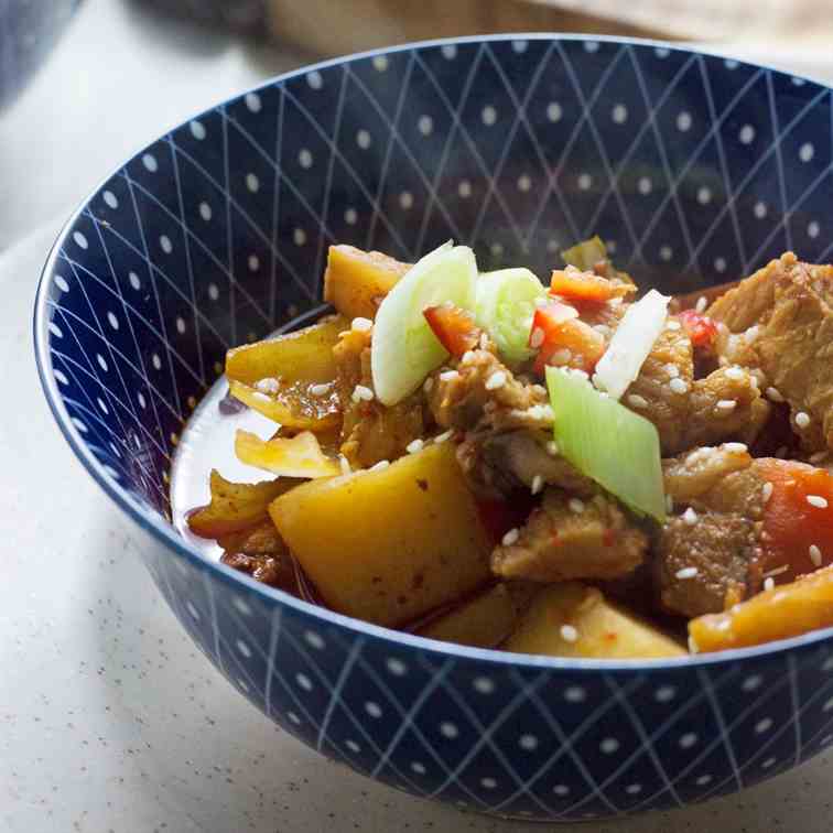 Slow Cooker Korean Pork - Potato Stew