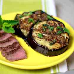 Grilled Eggplant with Garlic Sauce and Min