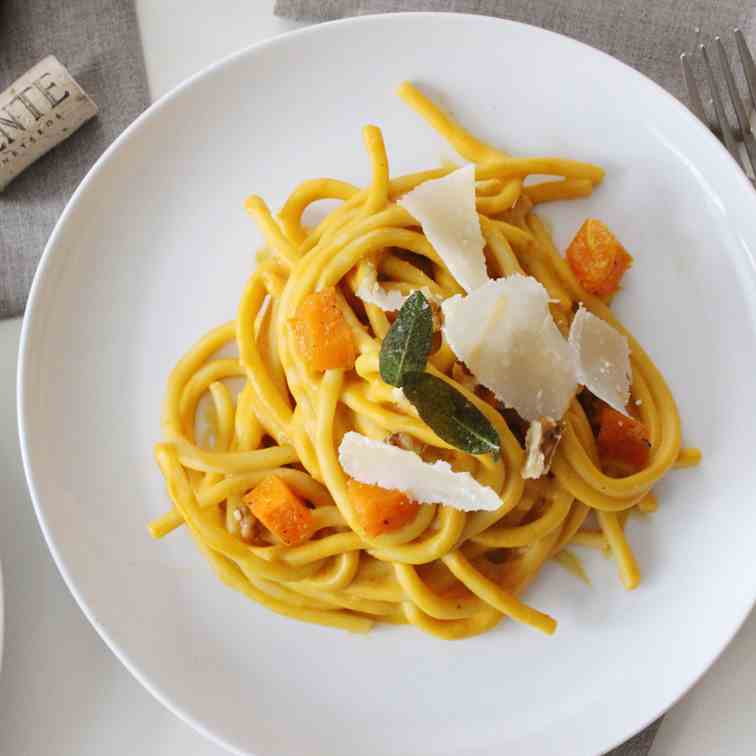 Bucatini butternut squash pasta