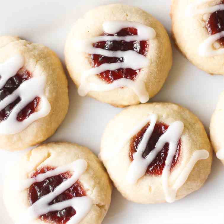 Jam-Filled Thumbprint Cookies with Glaze