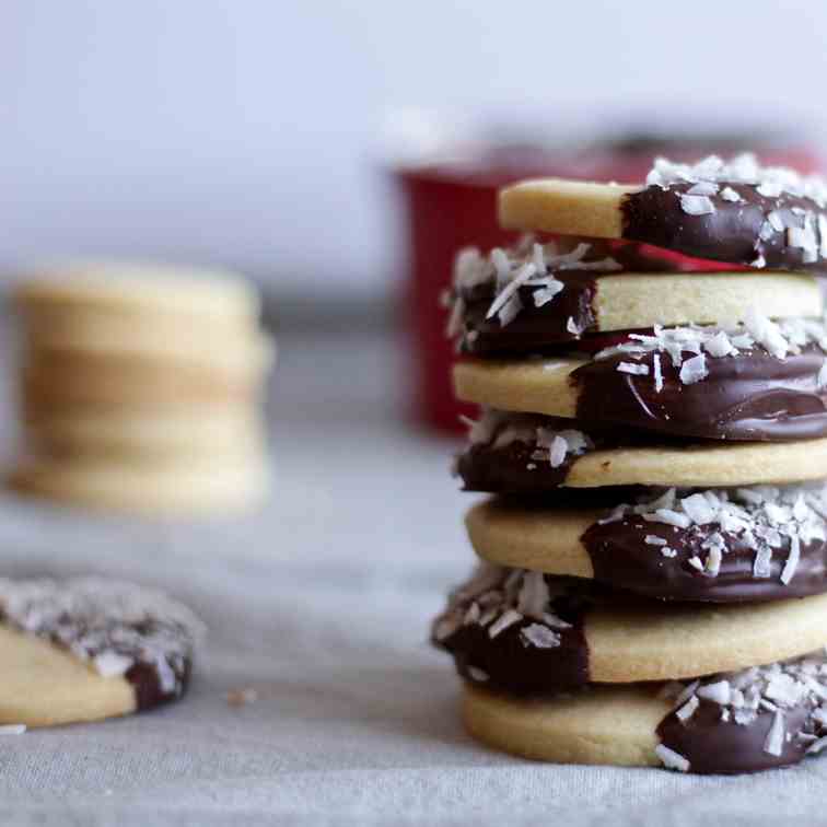 Sugar Cookies Dipped in Chocolate