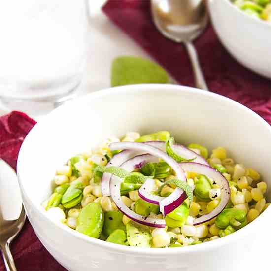 Fresh Corn and Fava Bean Salad