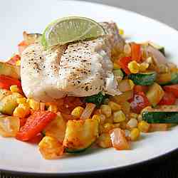 Halibut with Summer Saute
