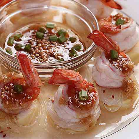 Steamed prawn with tofu glass noodles