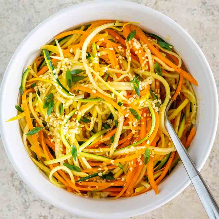 Spiralized Salad w- Sesame Ginger Dressing