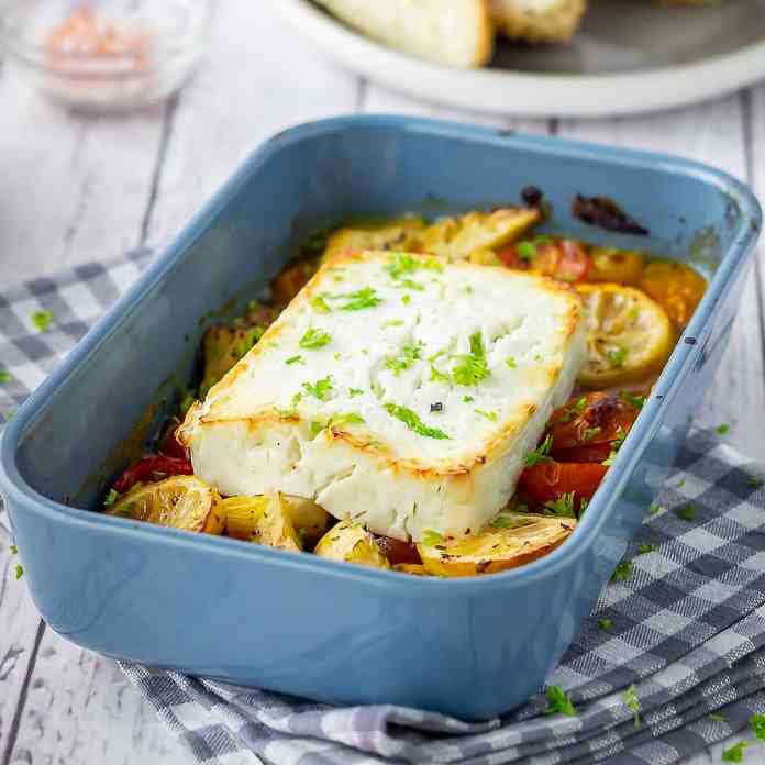 Baked Feta with Artichokes - Tomatoes