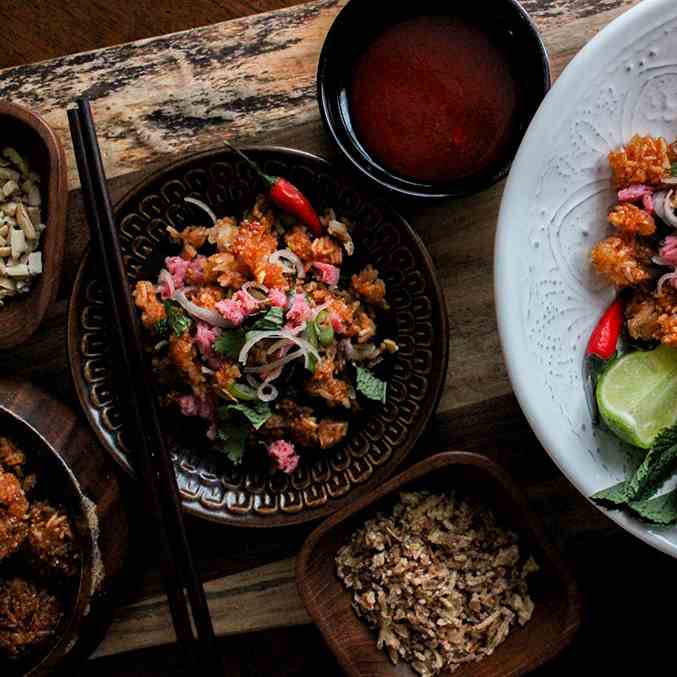 Lao Crispy Rice Salad (Nam Khao)