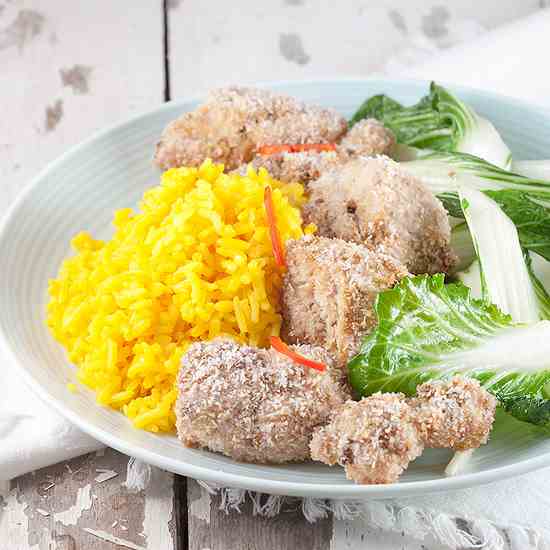 Oven-baked coconut chicken thighs