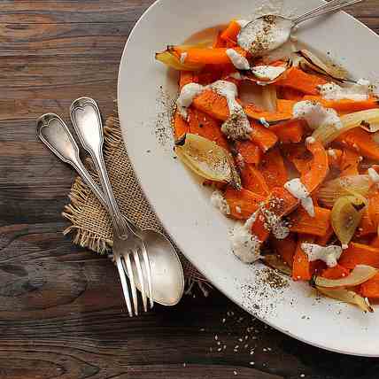 Roasted butternut squash and onions