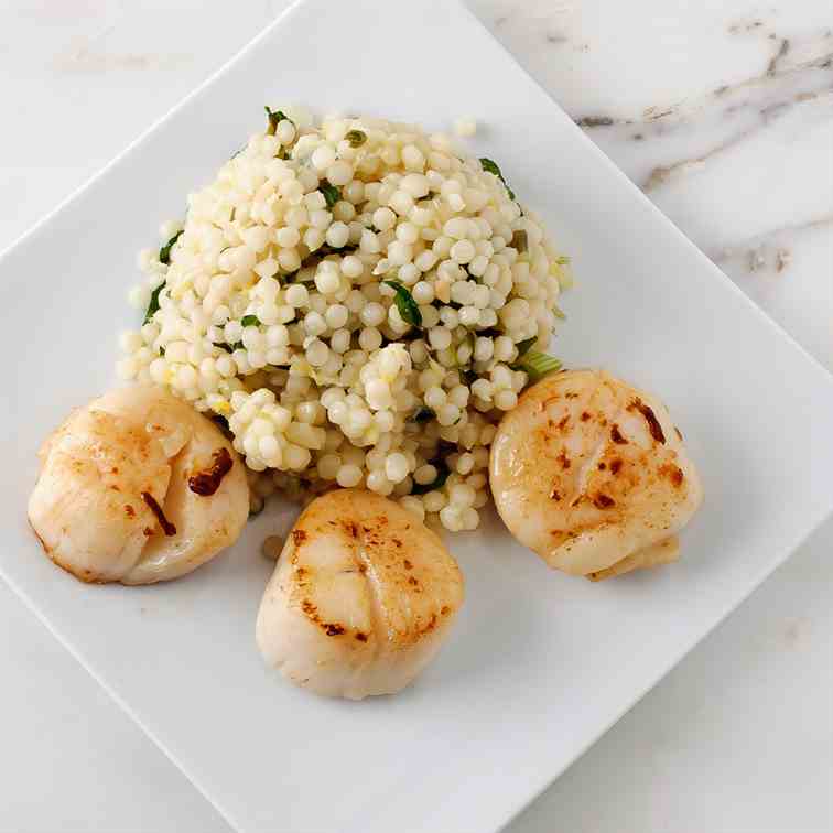 Scallops and Lemon Mint Couscous