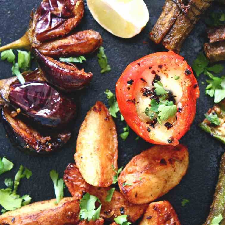 Tawa Fry Stuffed Vegetables 