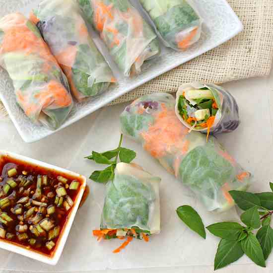 Vegetable Summer Rolls with Spicy Dipping 