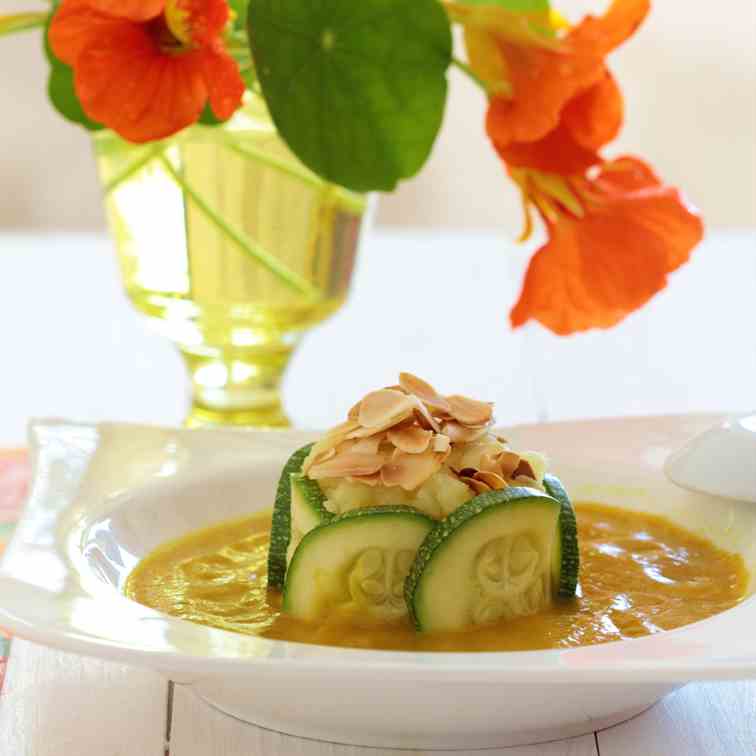 Zucchini and sweet potato timbale