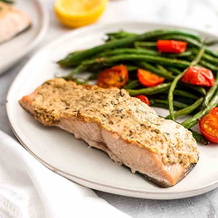 Tahini Herb Crusted Salmon